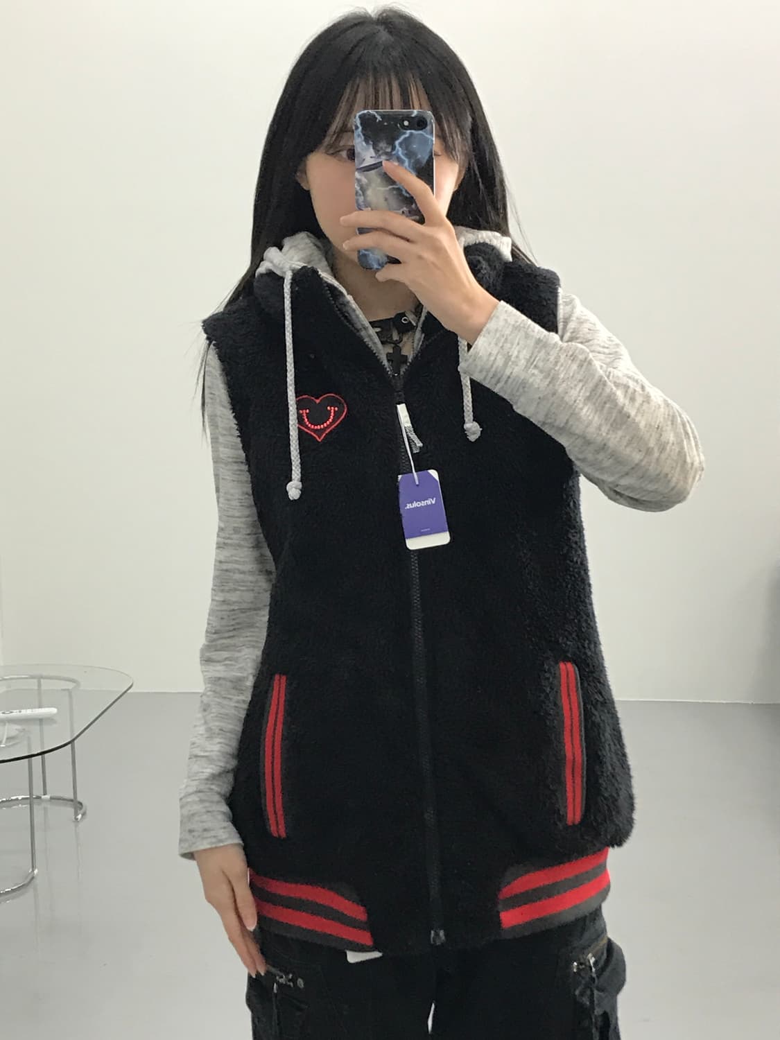 휠라 골프 체크패턴 패딩조끼 상품이미지2