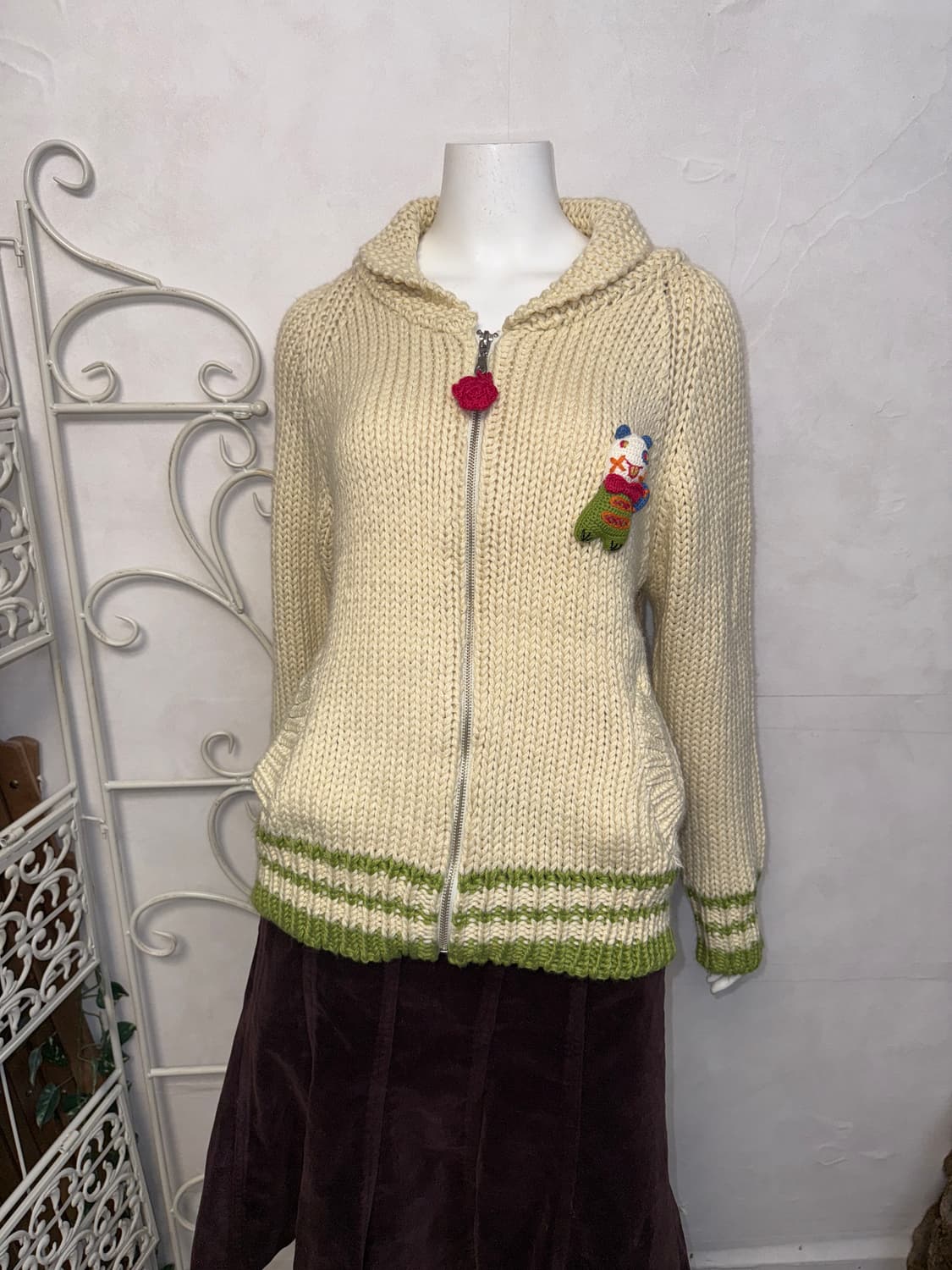 Ivory freaky monster cowichan knit zipup 상품이미지5