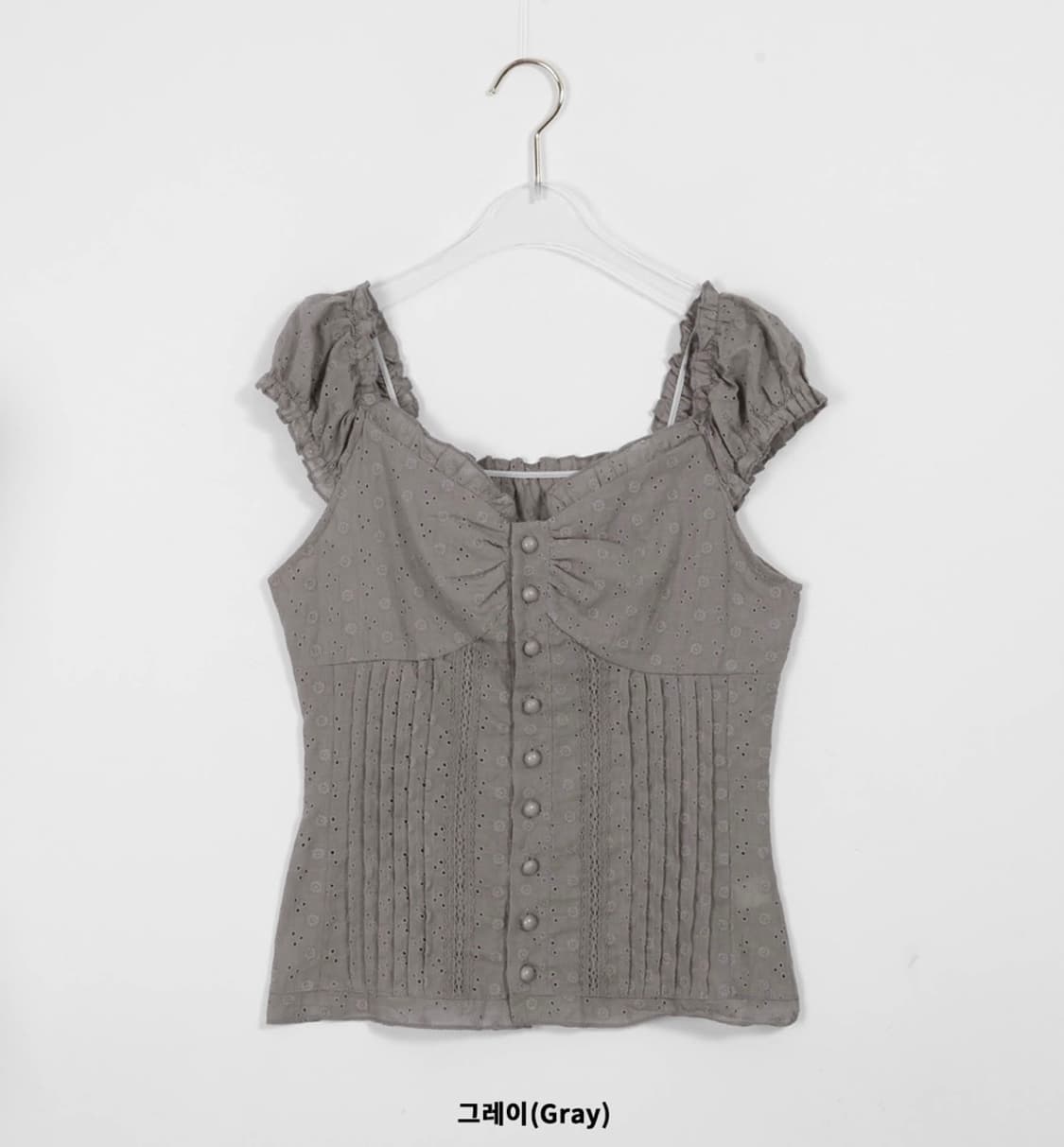 바이너리원 에크 아일렛 블라우스 그레이 지그재그 에이블리 상품이미지6