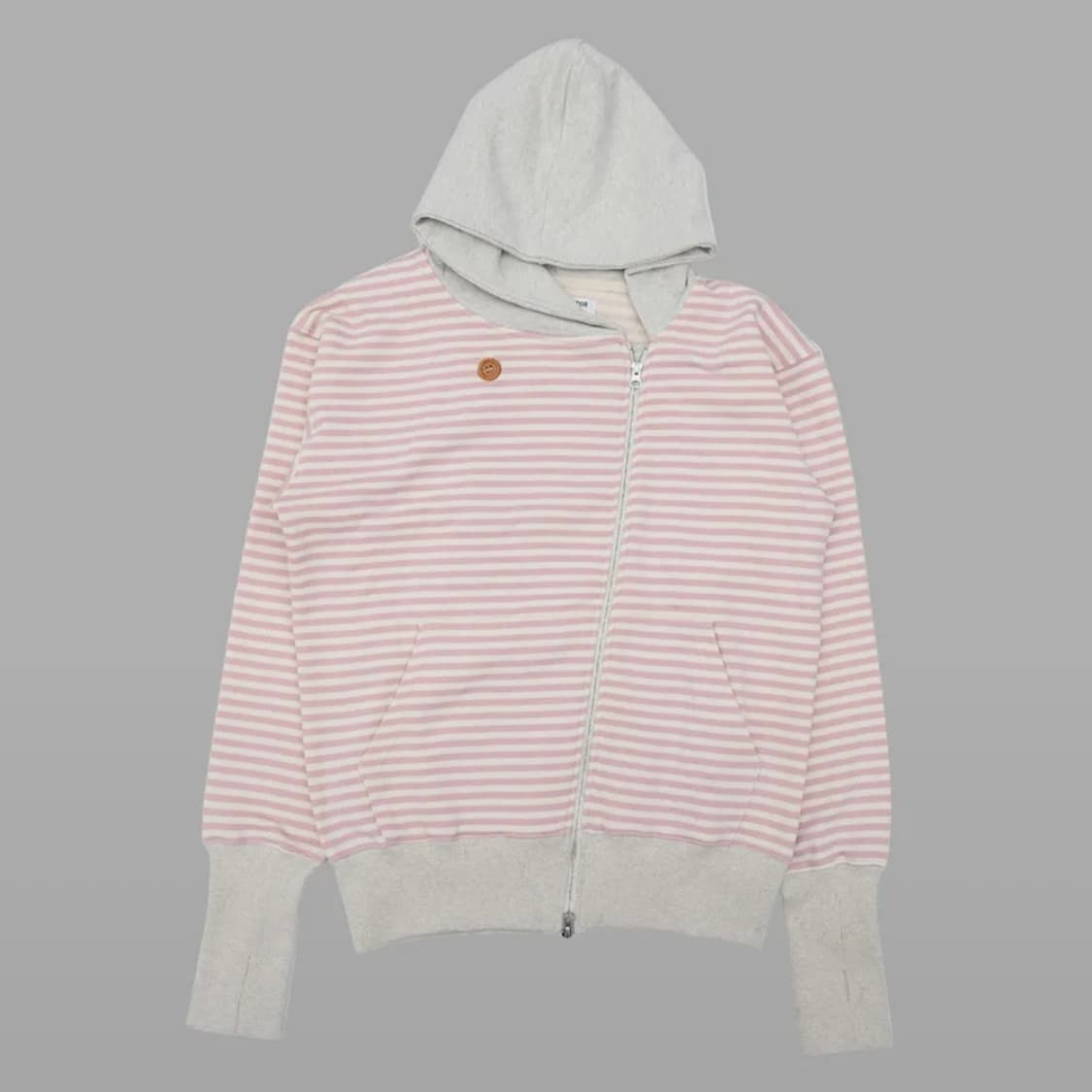 더뮤지엄비지터 스트라이프 언발란스 집업_핑크 상품이미지1