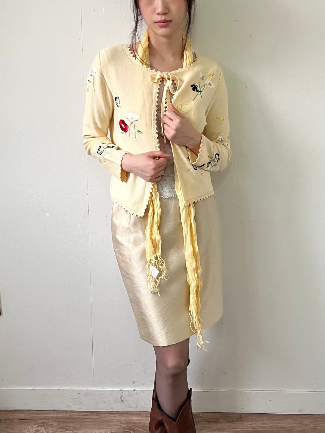 Japan vtg 엘로우 스카프 상품이미지5