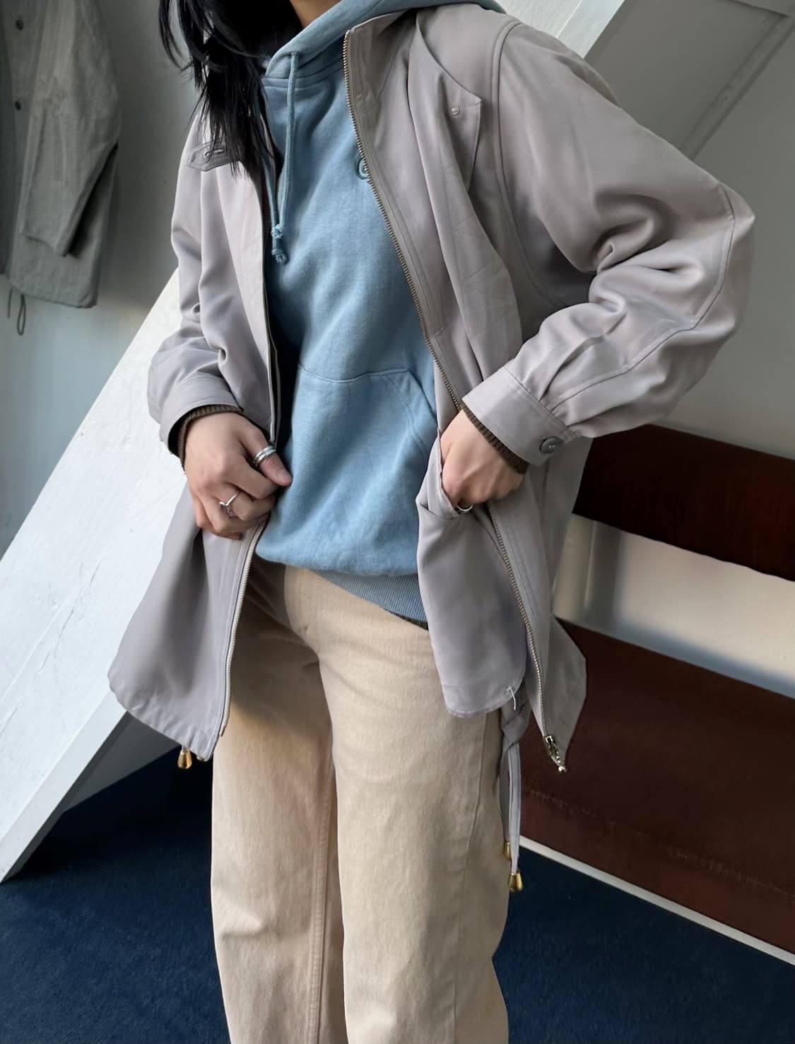 Double layer loose mid jacket 상품이미지7