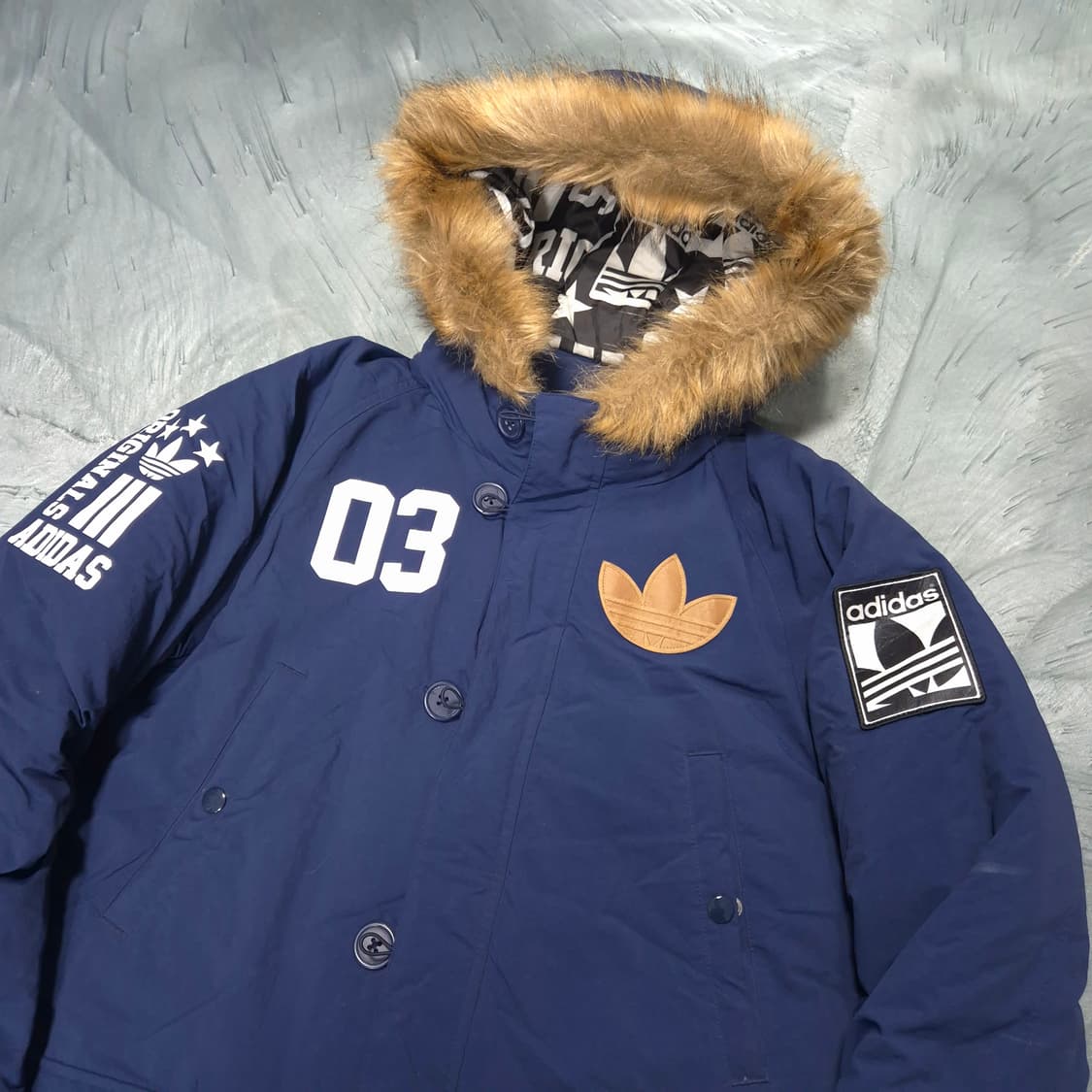 아디다스 불꽃 패치 덕 다운 야상 패딩 105 상품이미지3