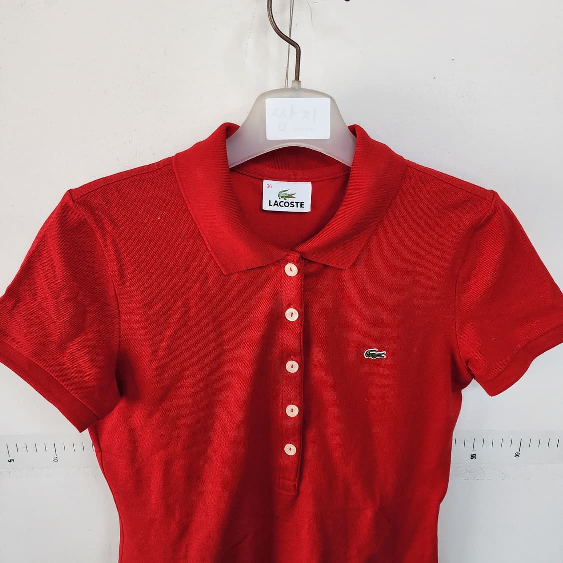 라코스테 여성 레드 반팔 티셔츠 상품이미지2