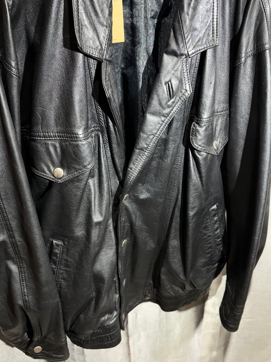 XL 투포켓 카라 버튼 라이더 레더자켓 상품이미지4