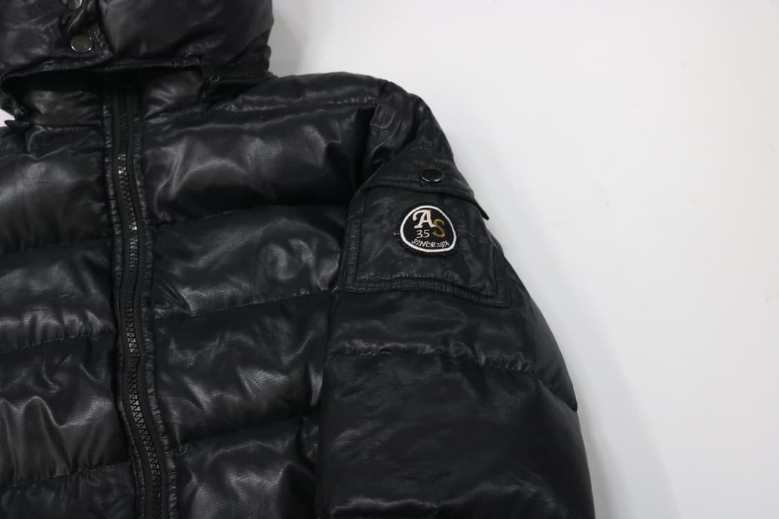 ATELIER SAB 아틀리에사브 유광 블랙 후드 롱 다운 패딩 (M) 상품이미지5