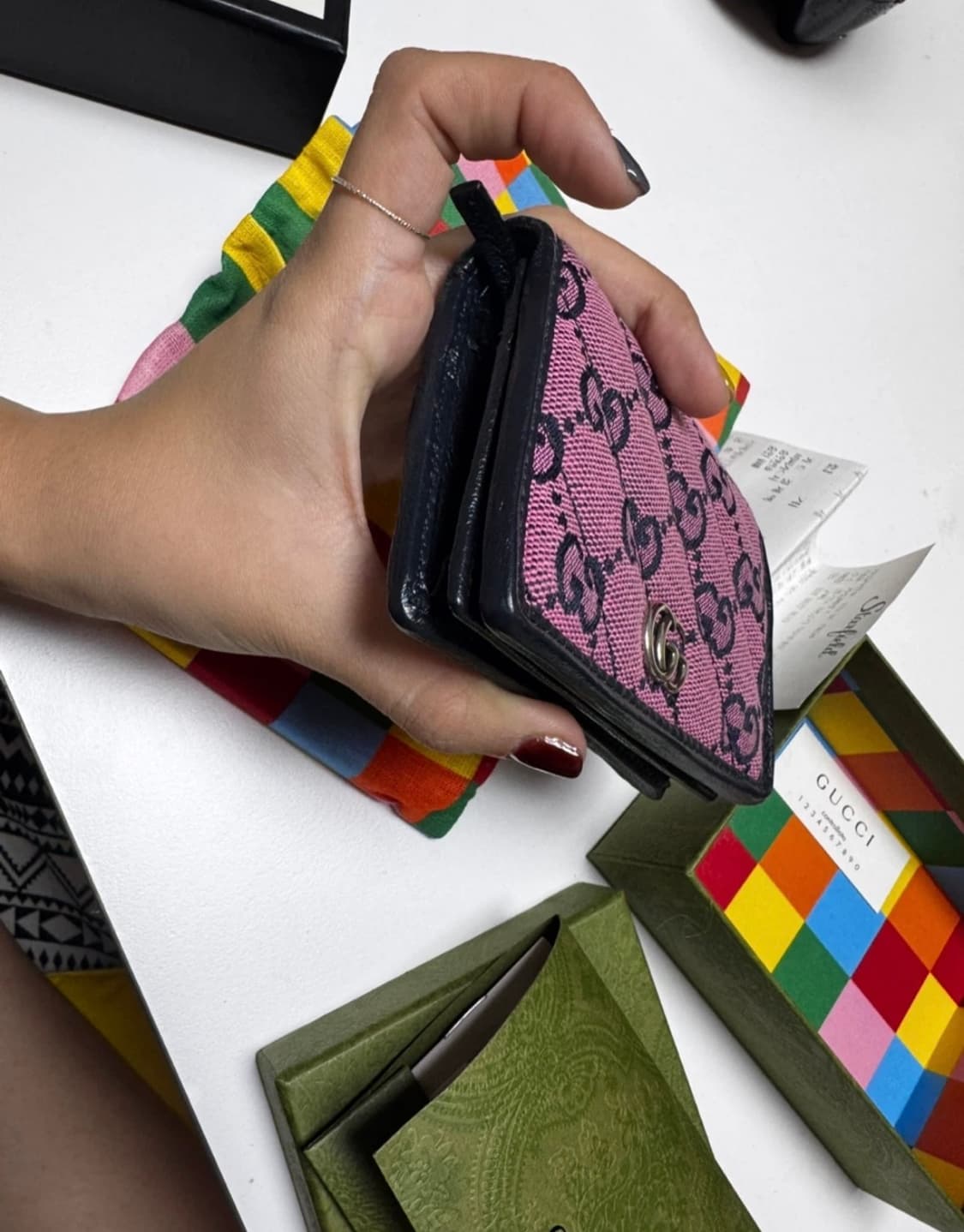 구찌 GG 마몽 핑크 카드 케이스 지갑 (풀박) 상품이미지3