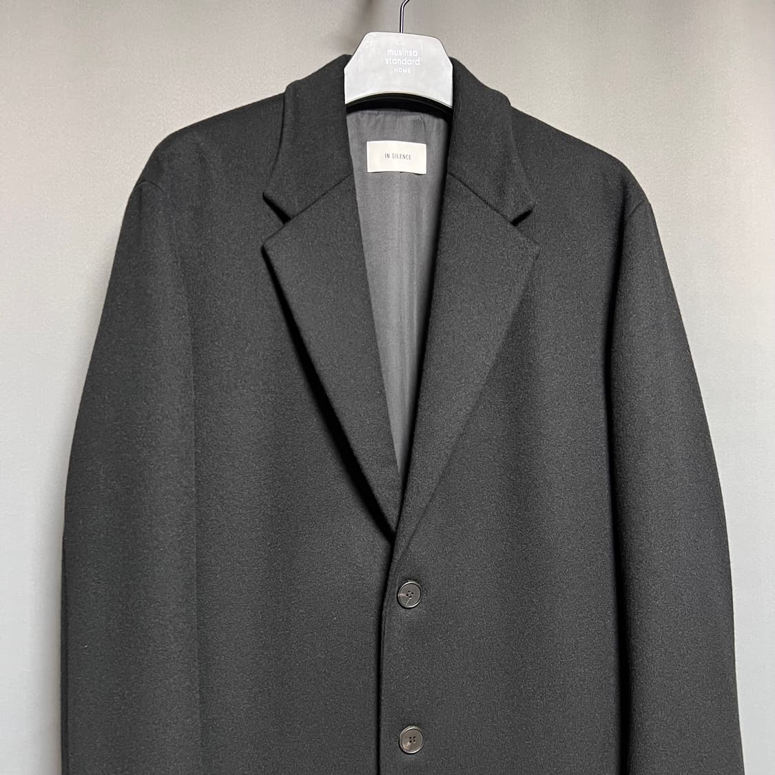 인사일런스 울캐시미어 싱글 롱 코트 블랙 L 상품이미지3