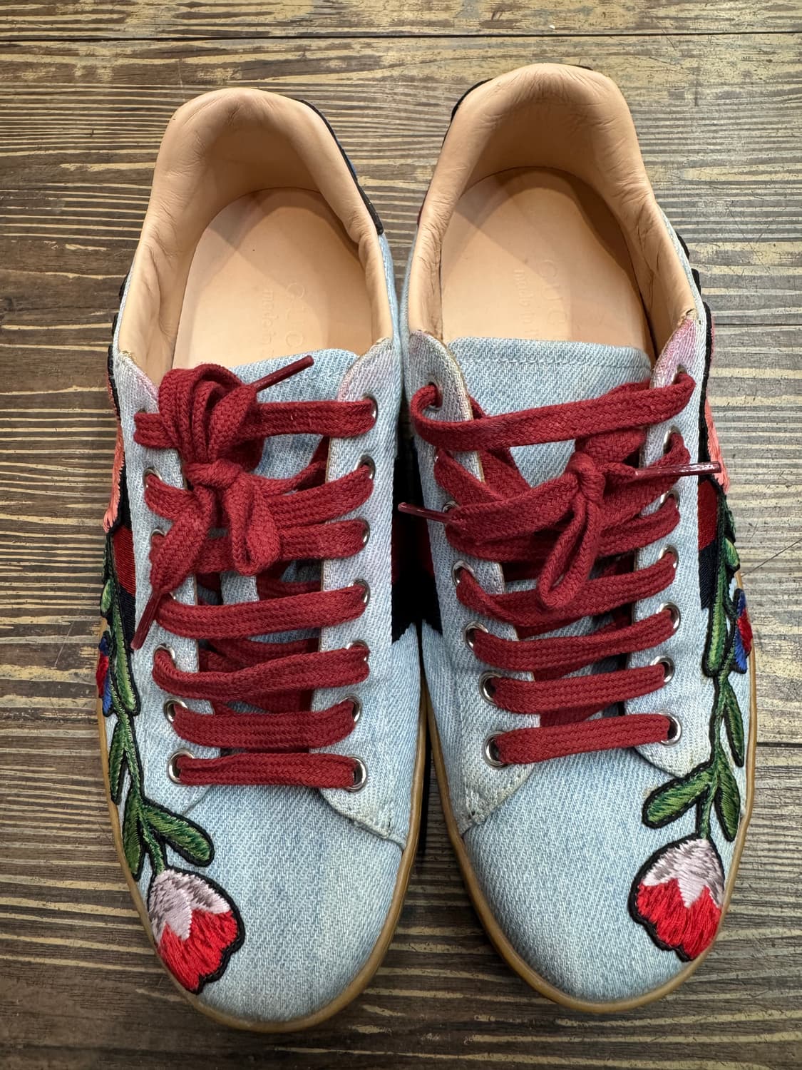 구찌 플로럴 자수 데님 에이스 빈티지 스니커즈 245~250 상품이미지1