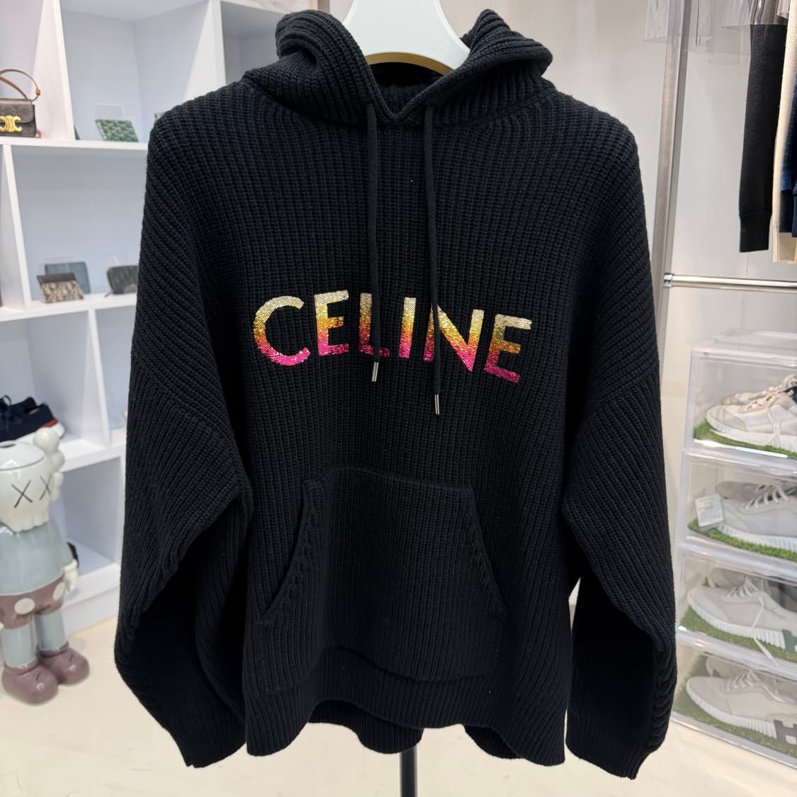 셀린느 리브드 울 로고 니트 후드 상품이미지1
