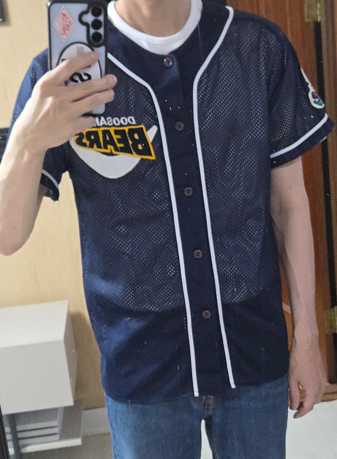 (착샷) 두산베어스 2001 우승패치 유니폼 레트로 져지 상품이미지9