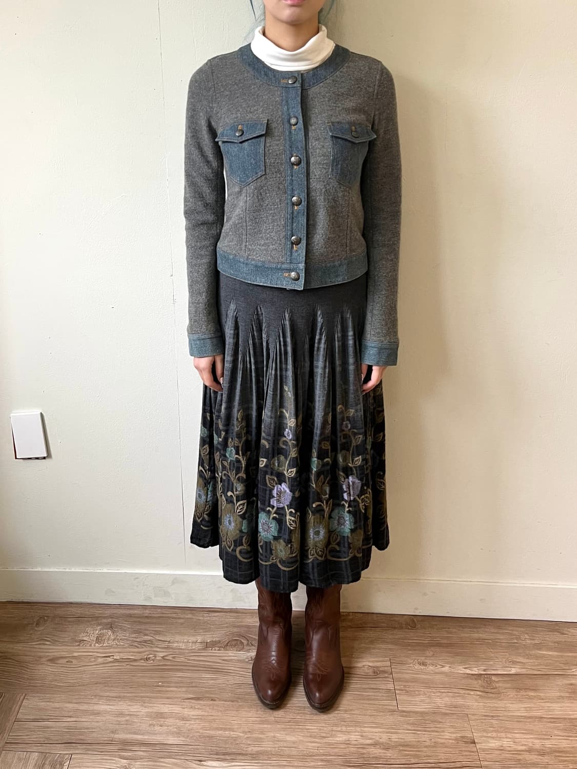 Lequipe Yoshie Inaba 울 데님 트위드 자켓  상품이미지7