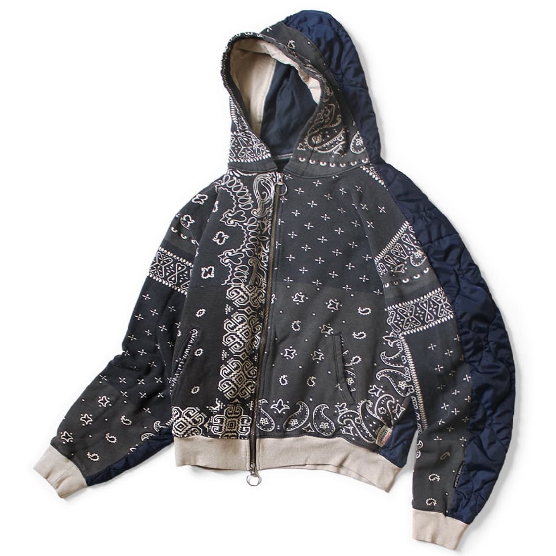 캐피탈 플리스 니트 반다나 비부악 후디드 블루종 화이트 4 상품이미지5