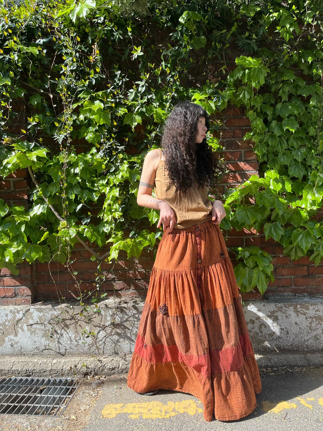 히피 무드 패치워크 롱 스커트 상품이미지3