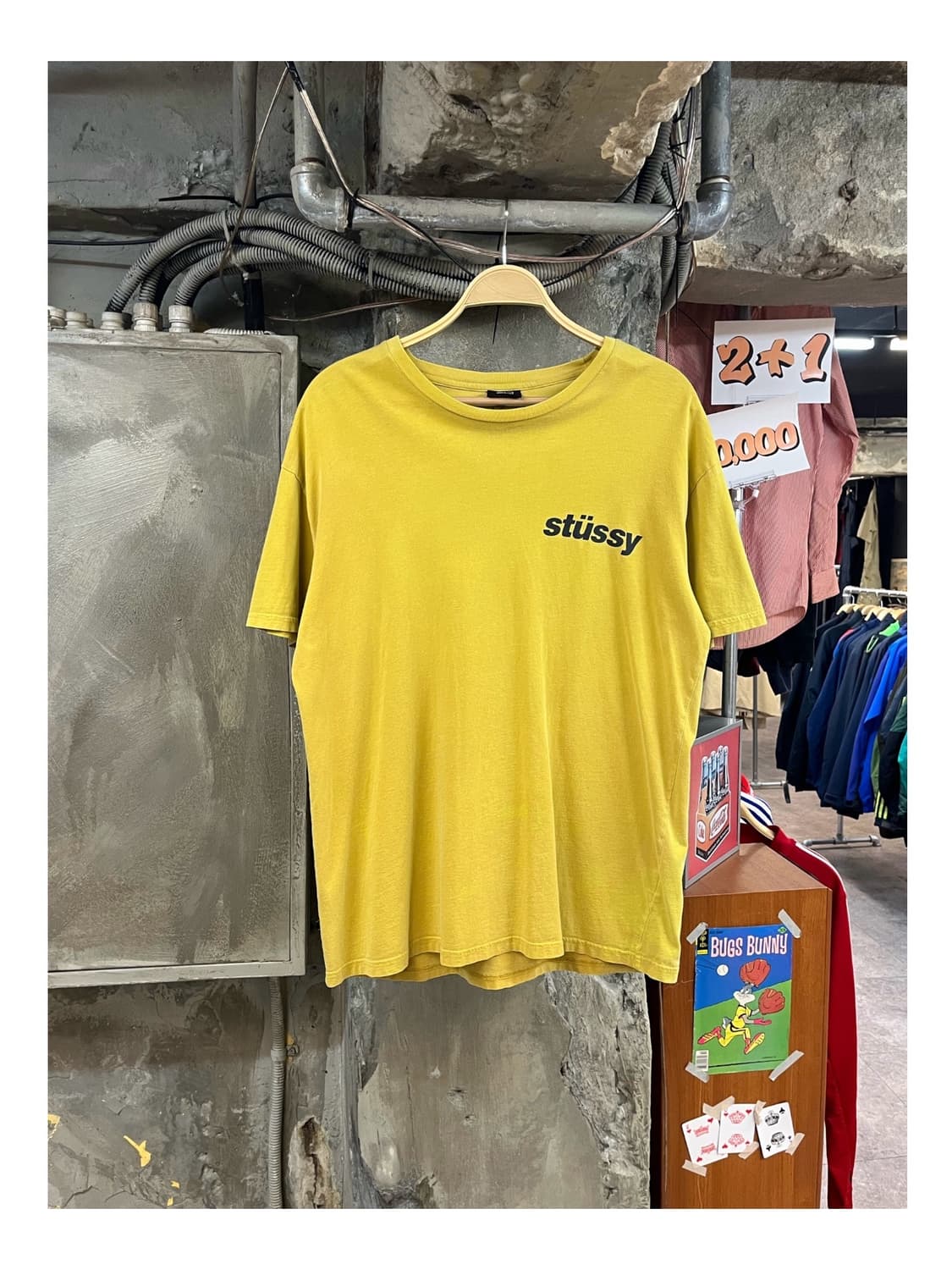 스투시 베이직 로고 반팔티 옐로우 L #csz3232 상품이미지1