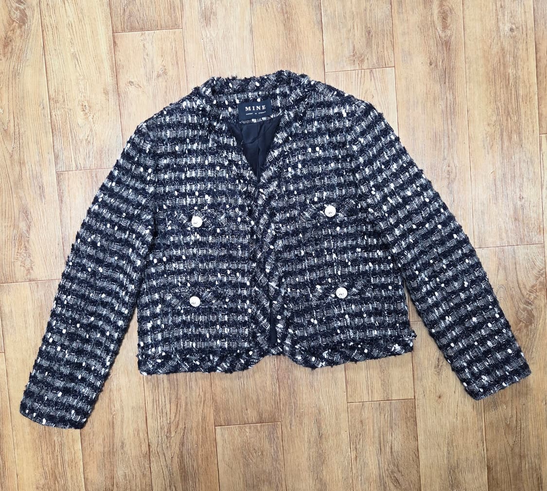 마인(MINE) 울 블렌드 칼라리스 오픈 트위드자켓 55-66 상품이미지6