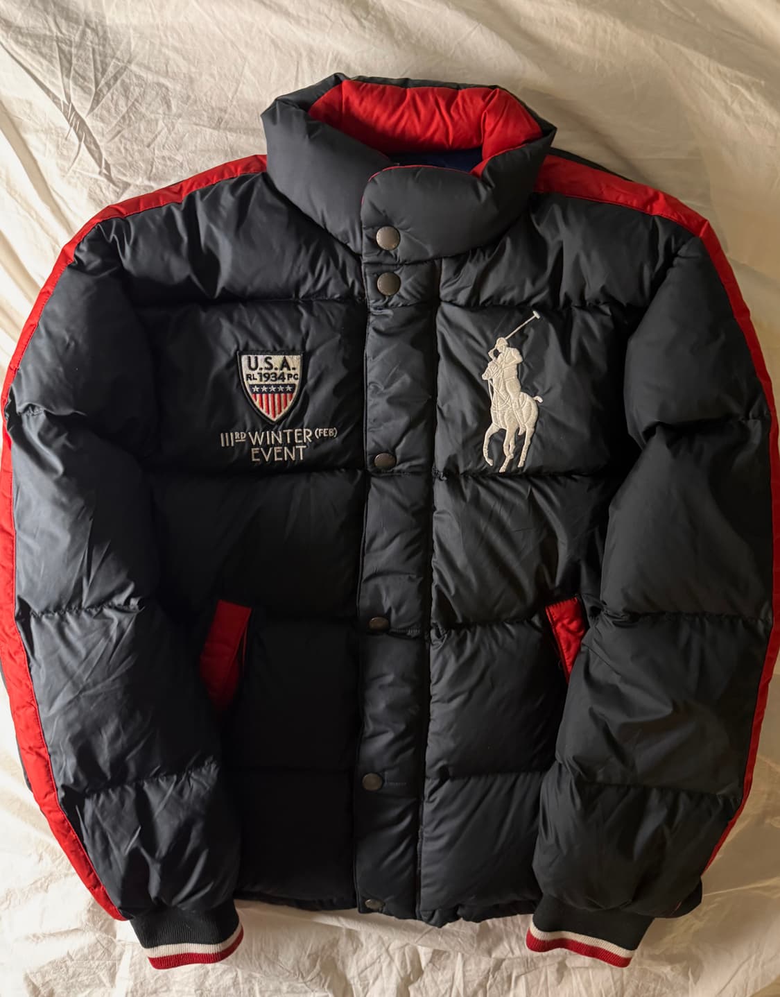 폴로 빅포니 성조기 패딩 블랙 상품이미지2