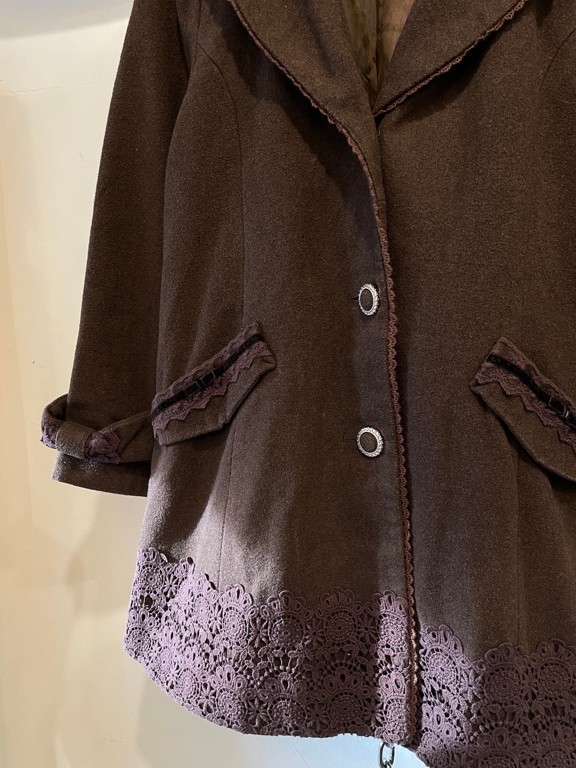 axes femme 엑시즈팜 자수 리본 브라운 코트 러블리 갸루 상품이미지4