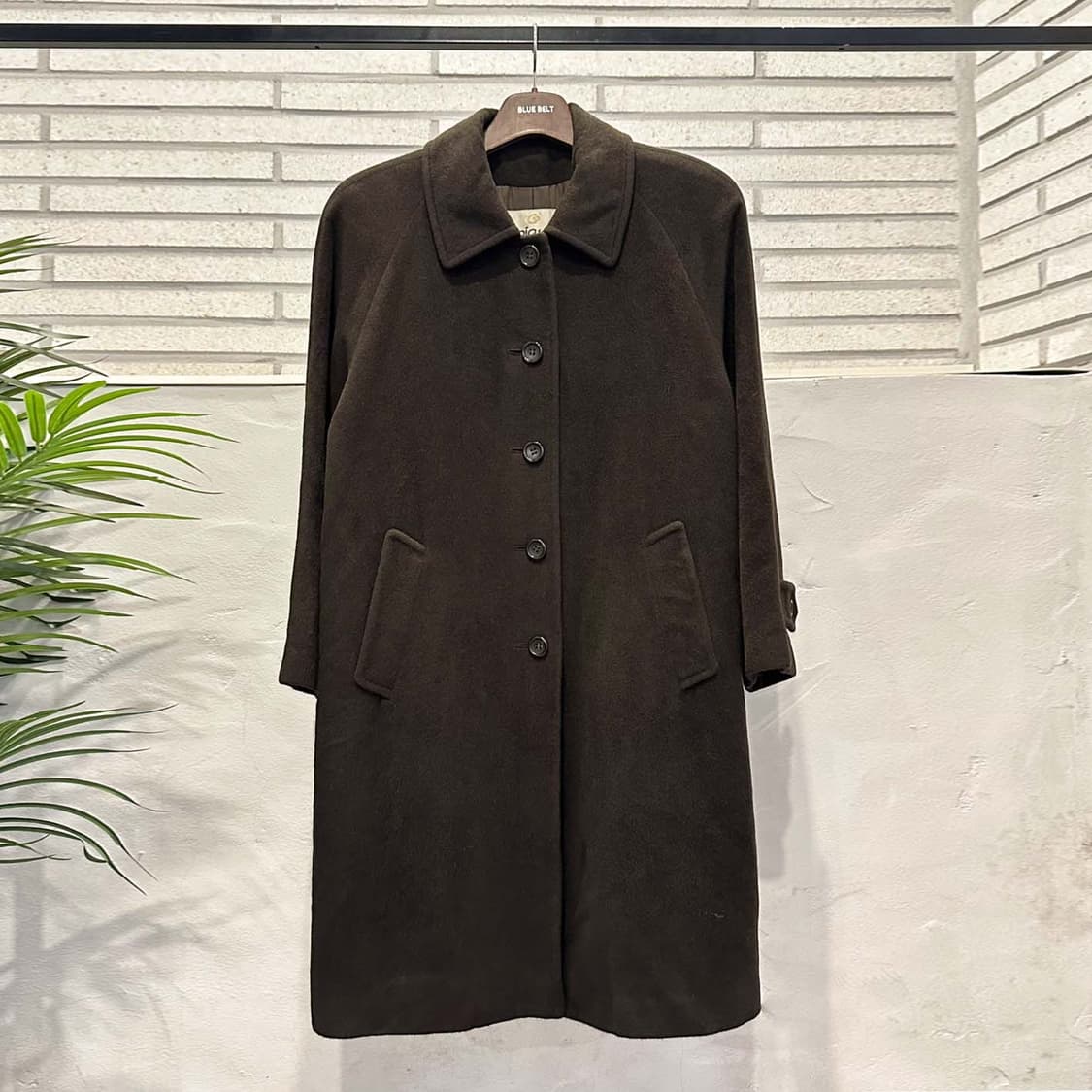 JPN VINTAGE 싱글 롱 코트 레글런 투포켓 디테일 다크 브라운 상품이미지1