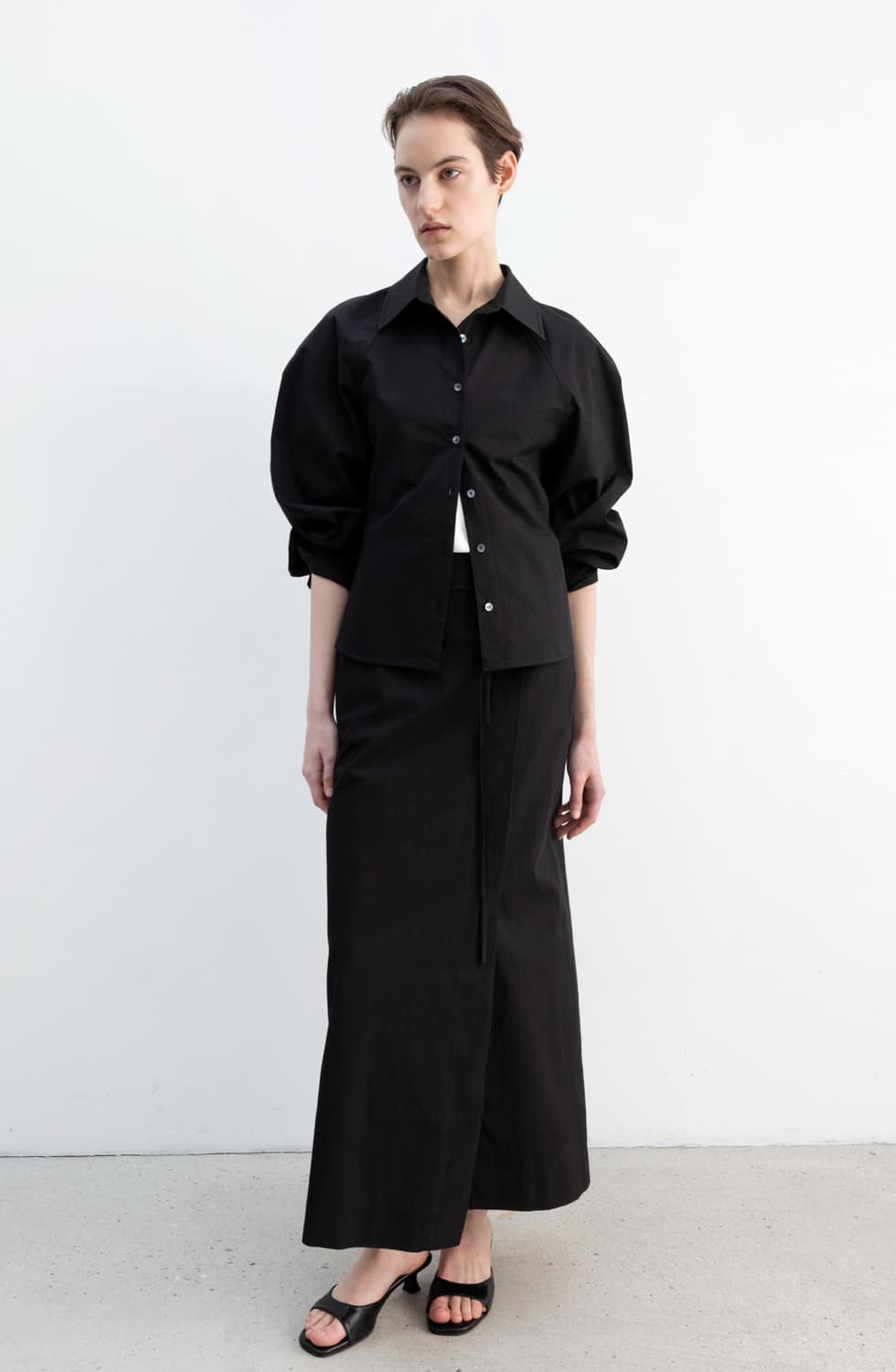 레이스 rrace 블랙 돌먼 슬리브 셔츠 상품이미지2