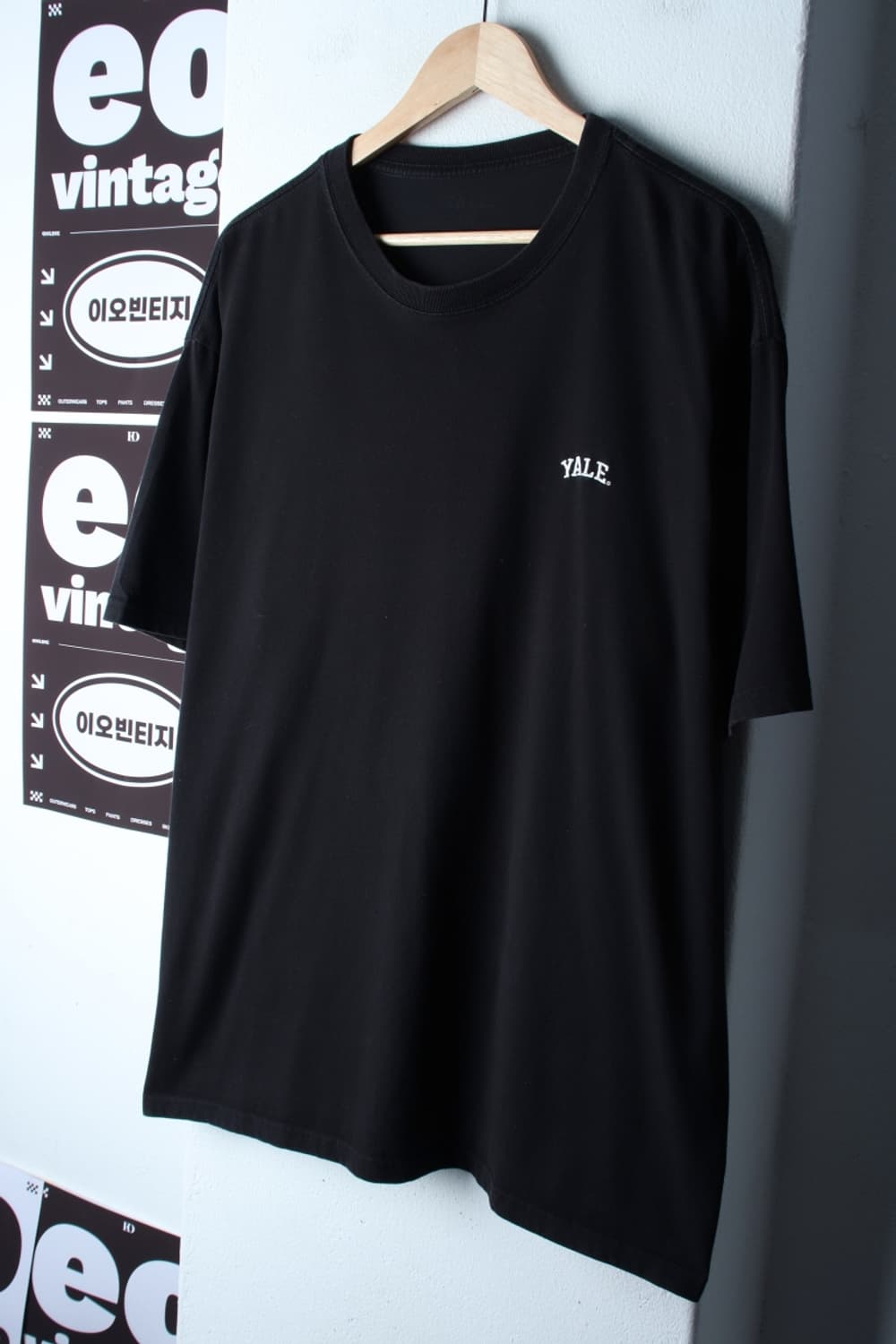 (XL-2XL) 예일 반팔 티셔츠 빅사이즈 스몰로고 블랙-H32145 상품이미지1