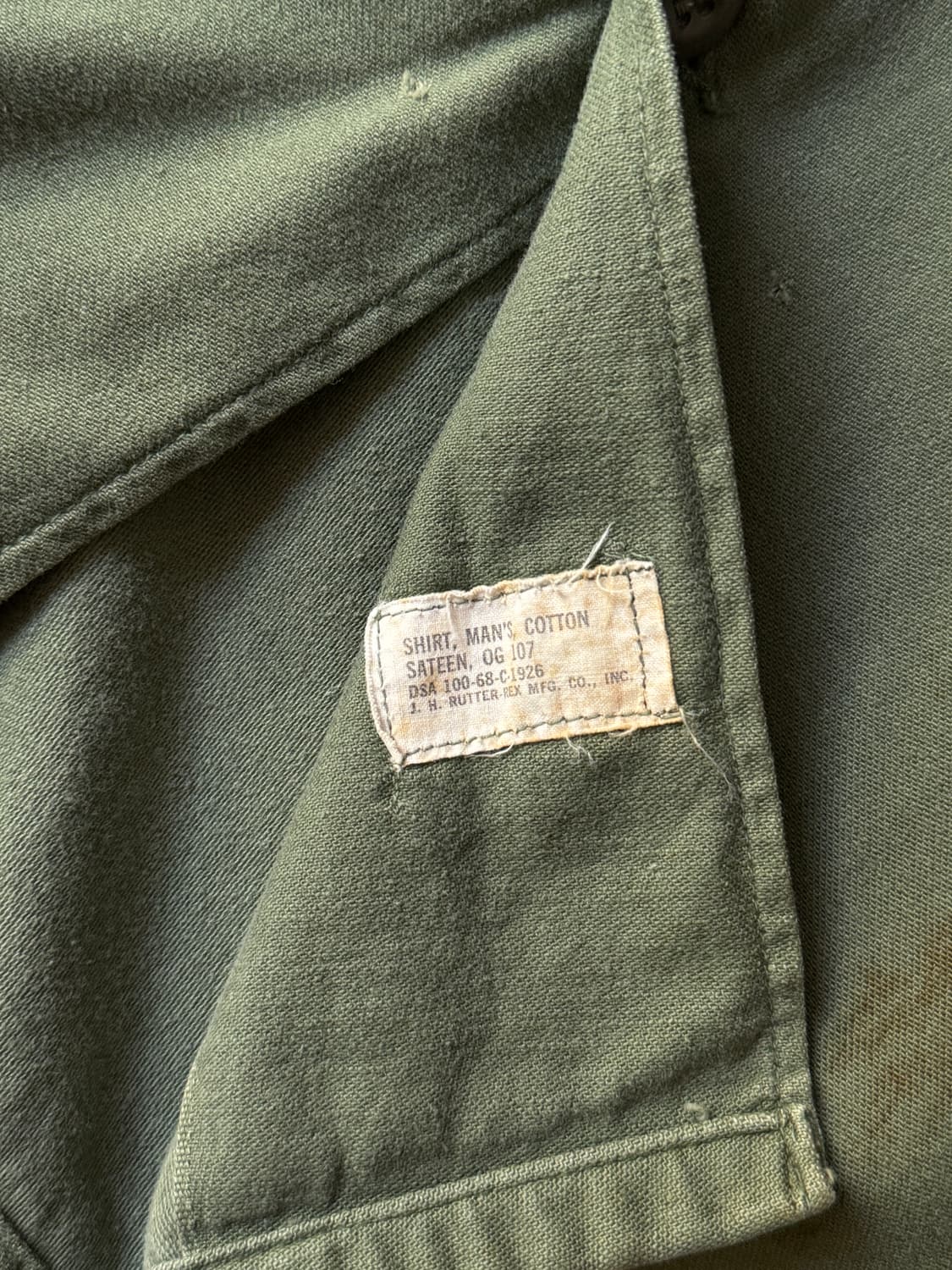 [M]60s 오리지널 U.S ARMY OG-107 더티워싱 밀리터리 셔츠 상품이미지6