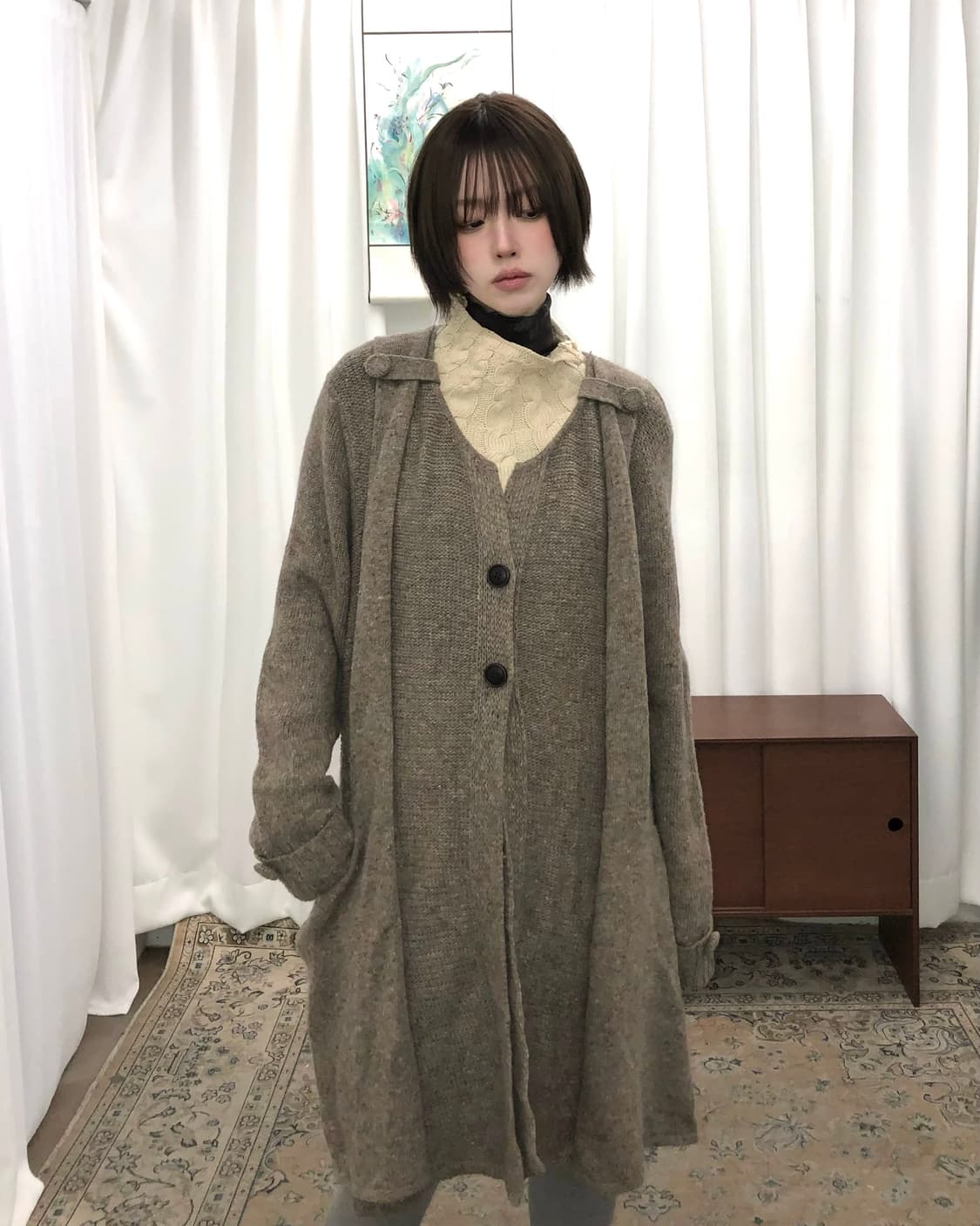 브라운 롱 가디건 상품이미지1