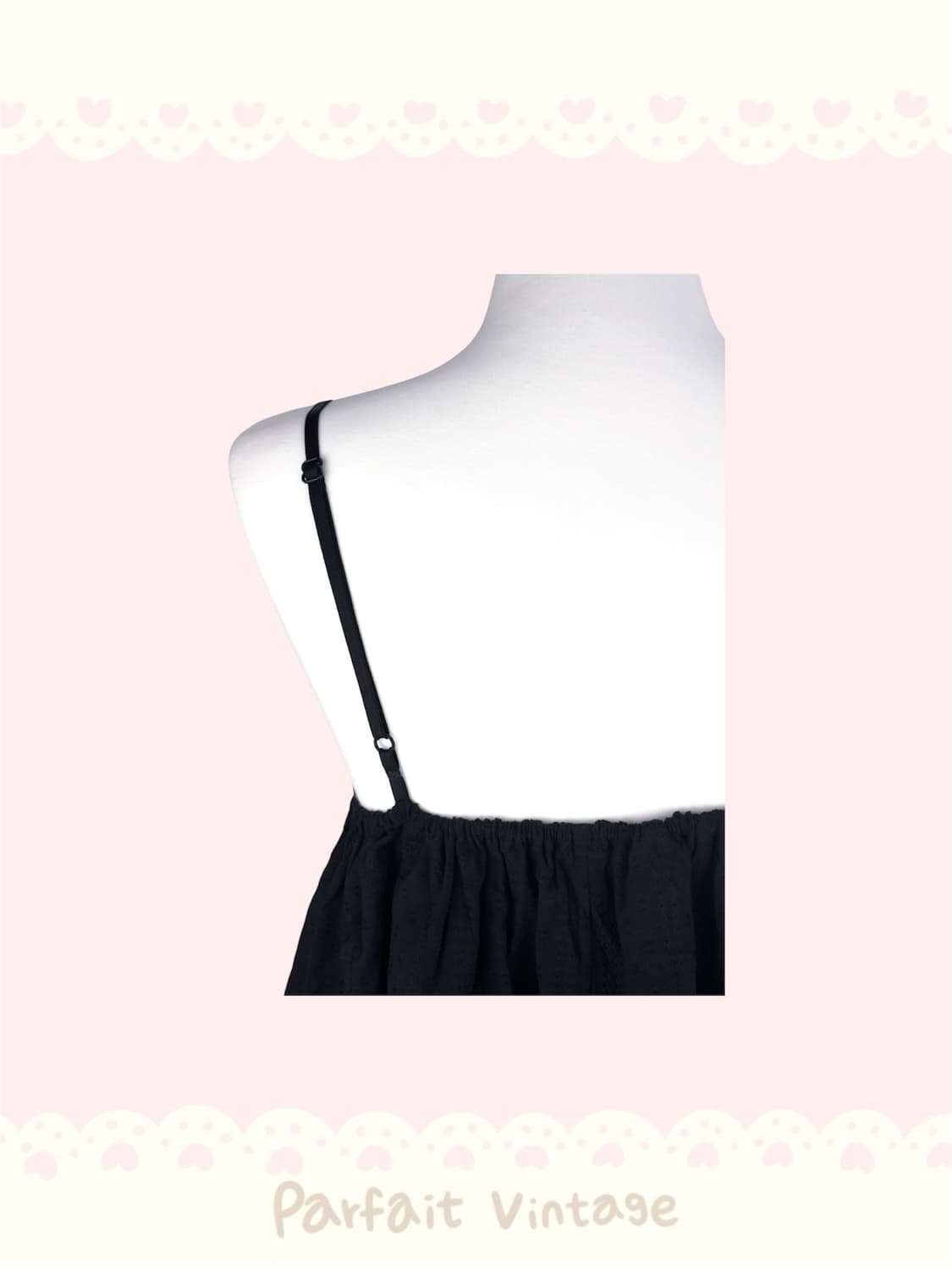 블랙 리본 자수 카와이 슬리브리스  상품이미지2