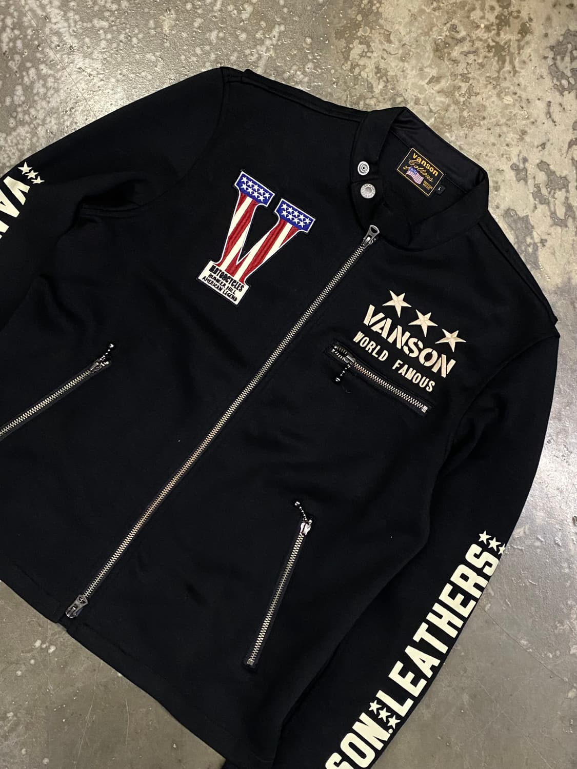 밴슨 패치 코튼 라이더자켓 L 상품이미지1