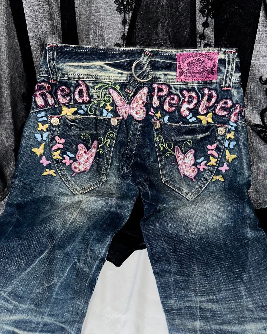 butterfly embroidered flare jeans 상품이미지2