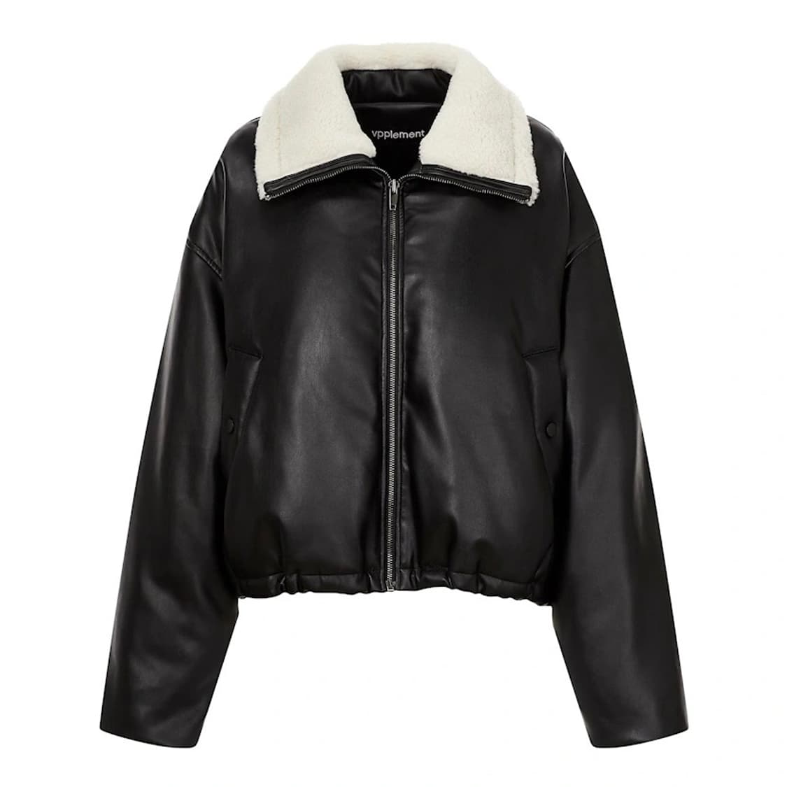 VPPLEMENT 크롭 페이크레더 구스 다운 가죽자켓 레더자켓 상품이미지1