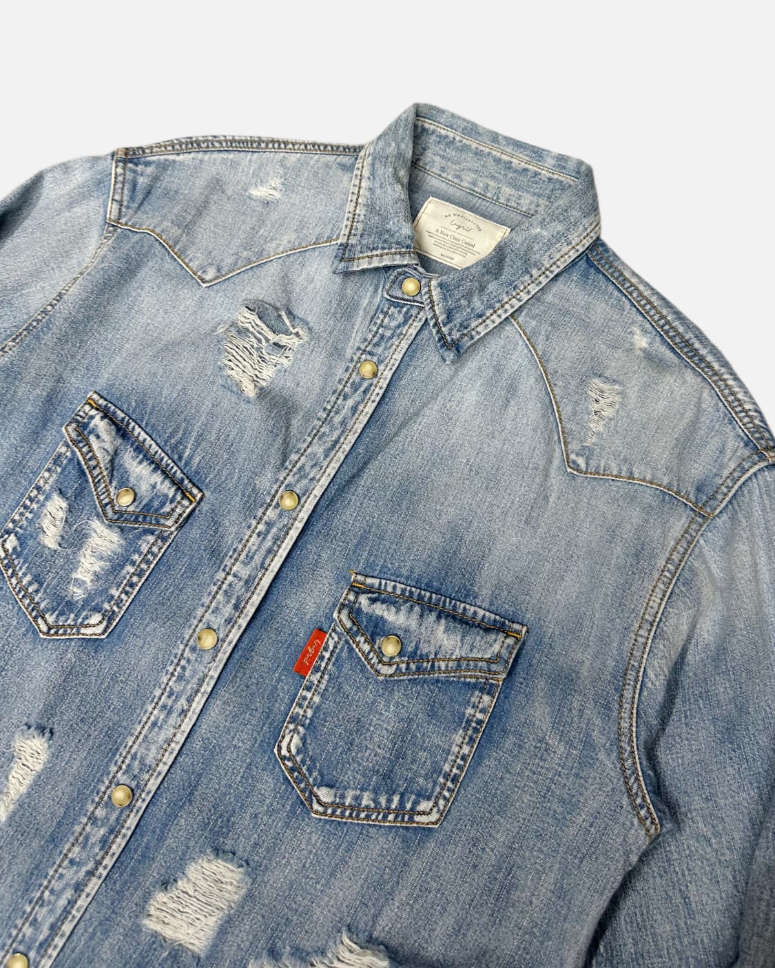 distressed western denim shirt 상품이미지2