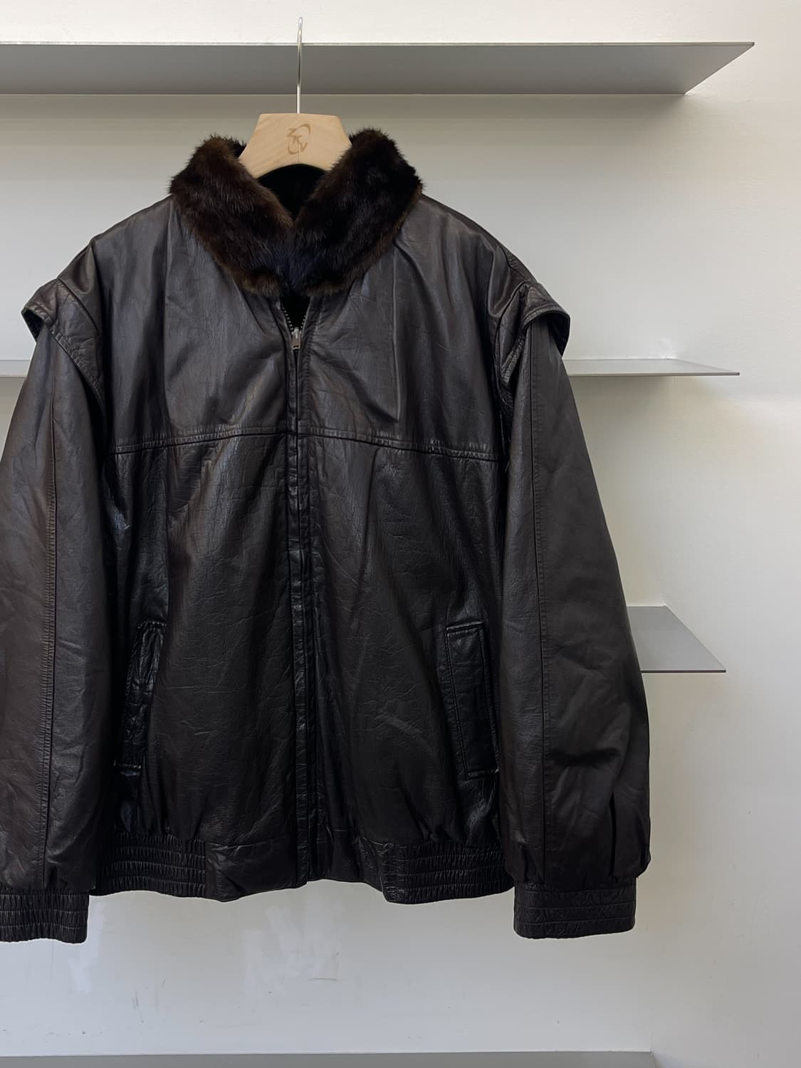 빈티지 리버시블 밍크 퍼 레더 자켓 상품이미지5