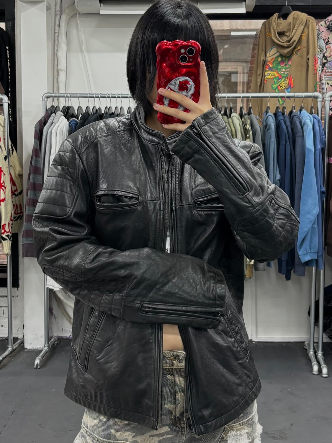 DKNY 레더 바이커 자켓 상품이미지2