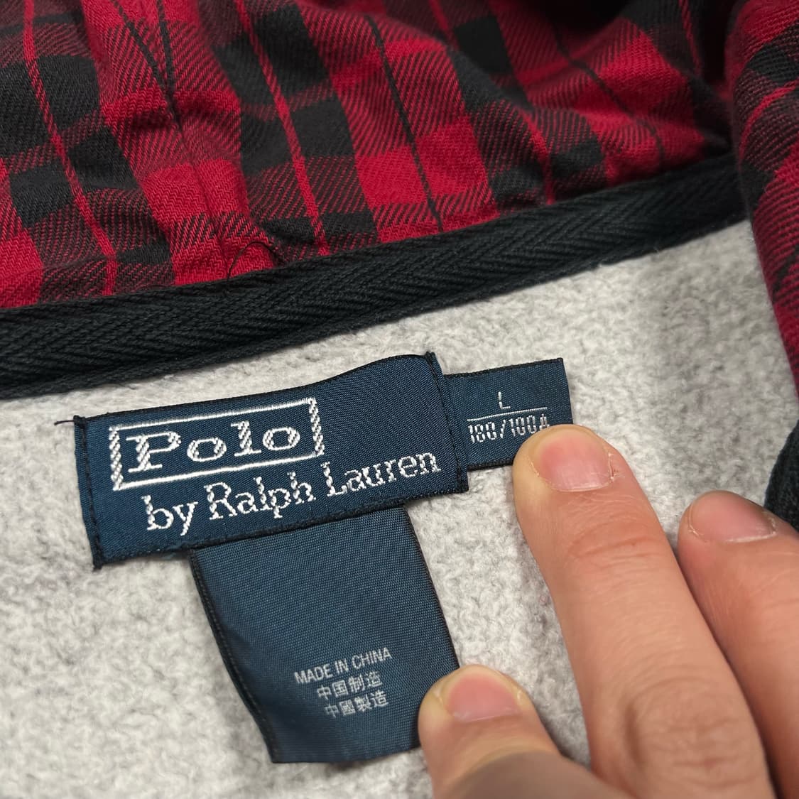 폴로 체크 후드 그레이 후드집업 상품이미지4