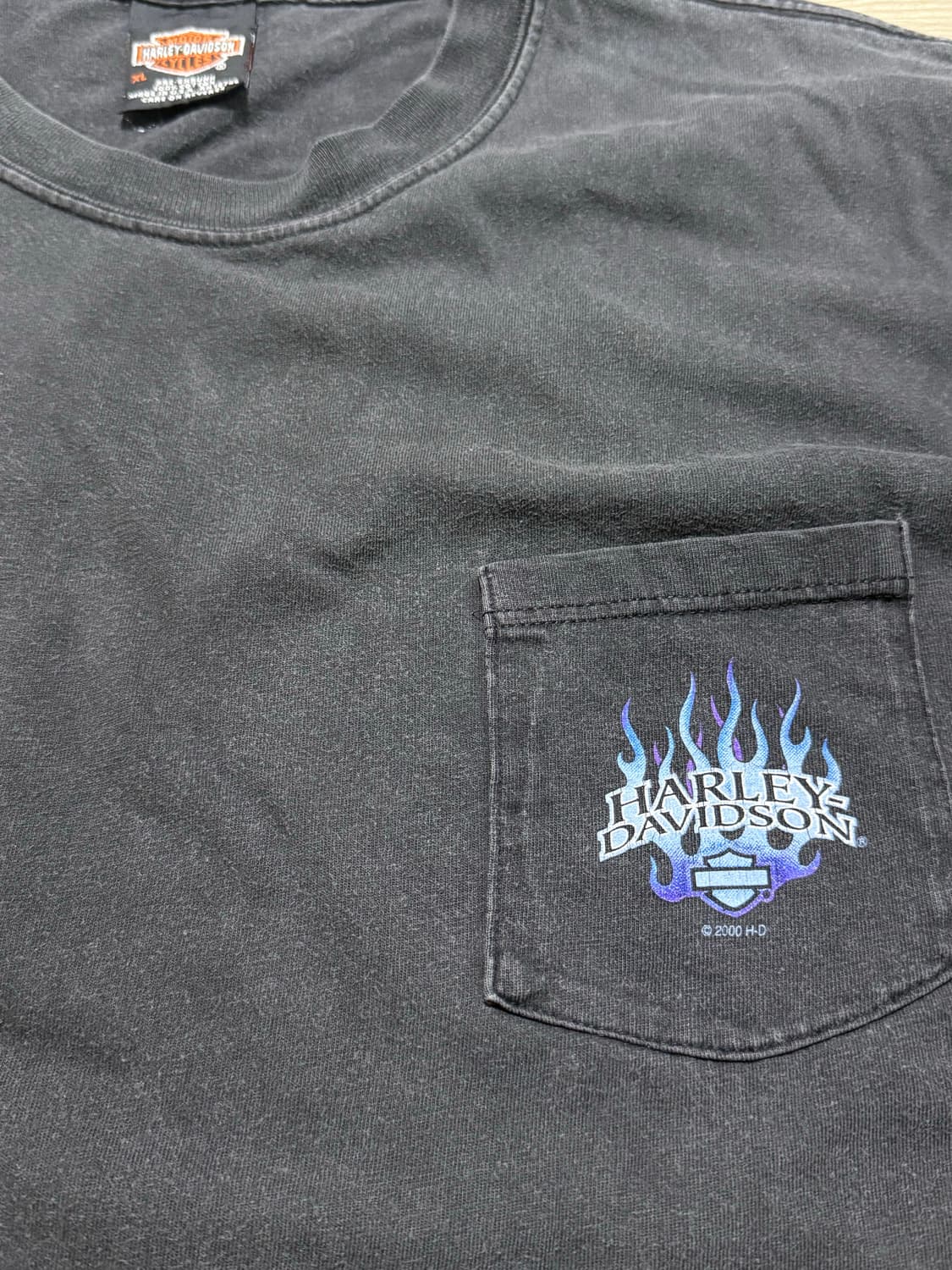 90s 할리데이비슨 플레임 포켓 반팔 티셔츠 USA made XL 상품이미지3
