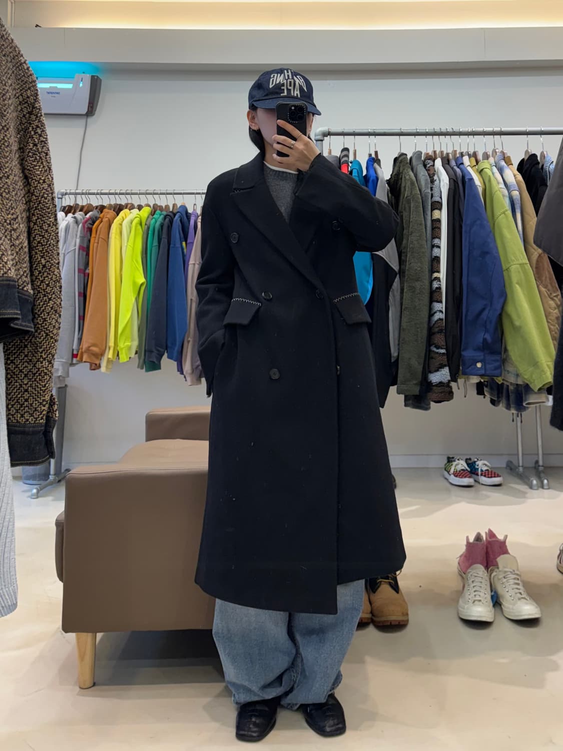 시스템 스티치 롱 코트 상품이미지5