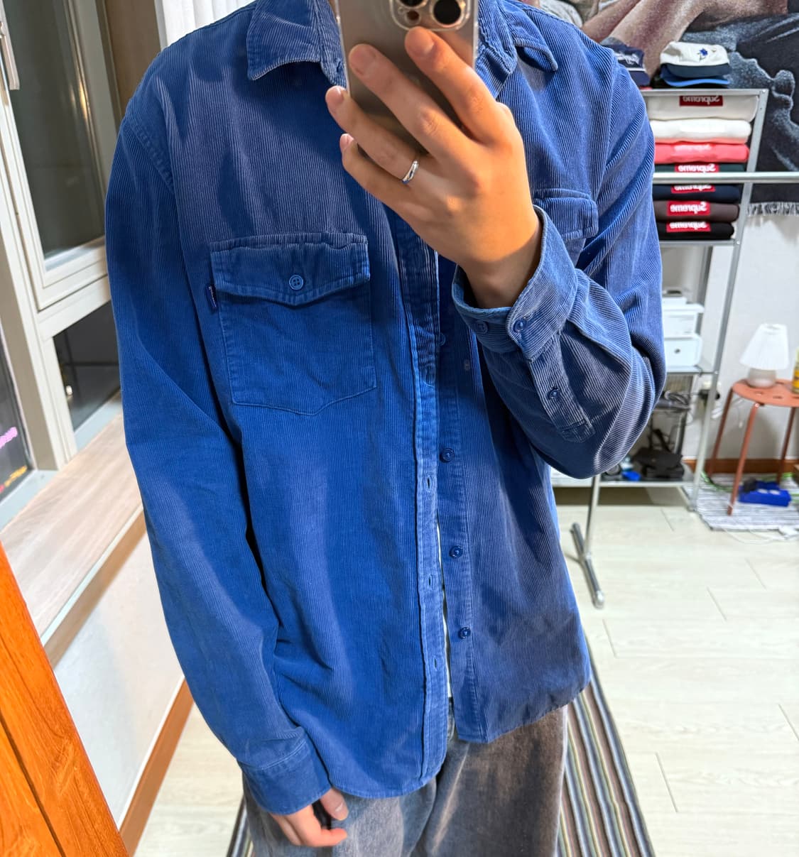 슈프림 코듀로이 블루 셔츠 상품이미지1