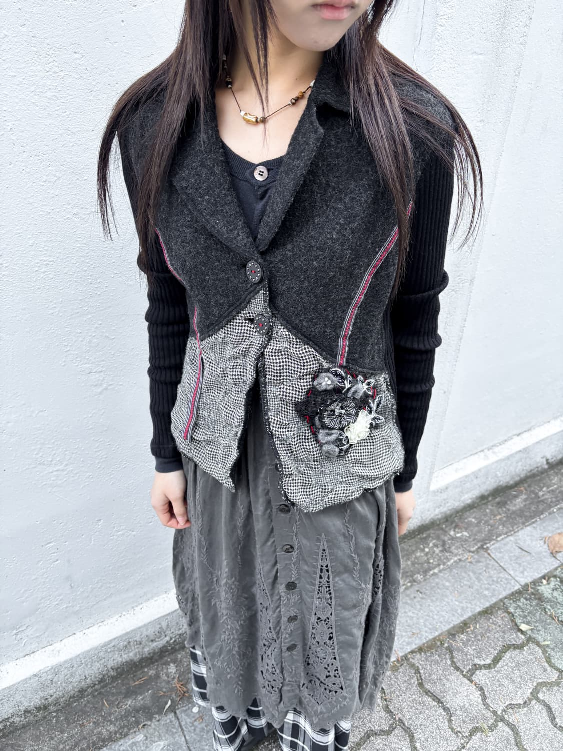 빈티지 이탈리안 플라워 코사지 울 재킷 상품이미지3