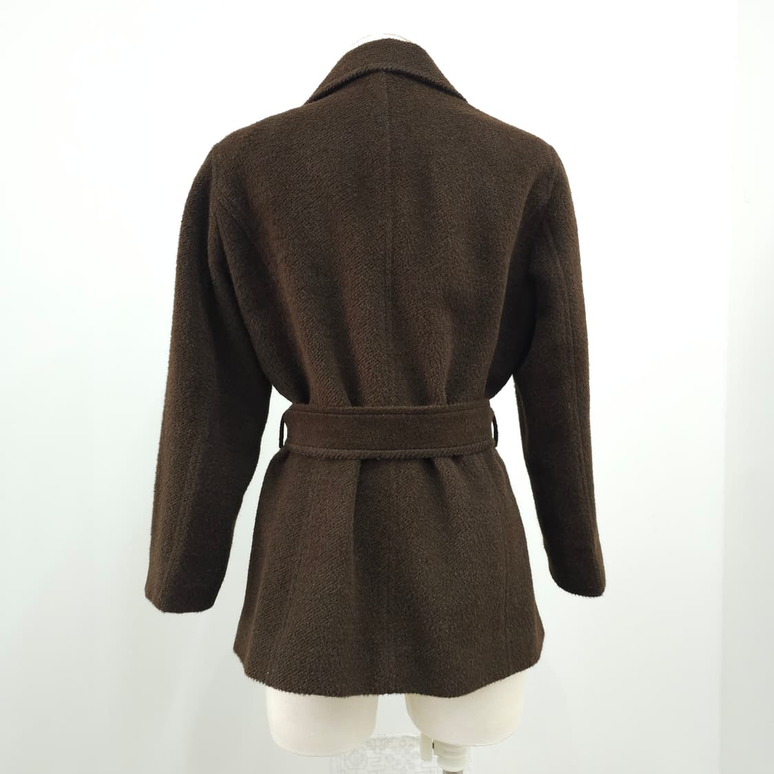 HIROKO KOSHINO 브라운 알파카 모헤어 숄카라 벨트 코트 상품이미지2