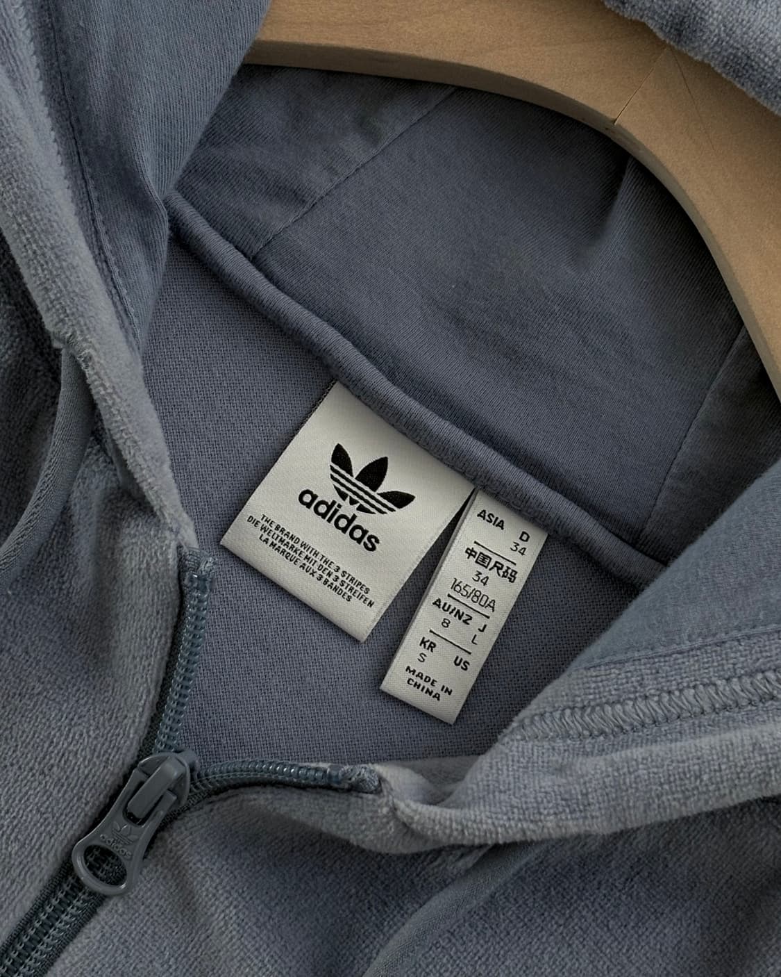 Adidas 아디다스 뮤트블루 컬러 테리 크롭 후드집업 상품이미지6