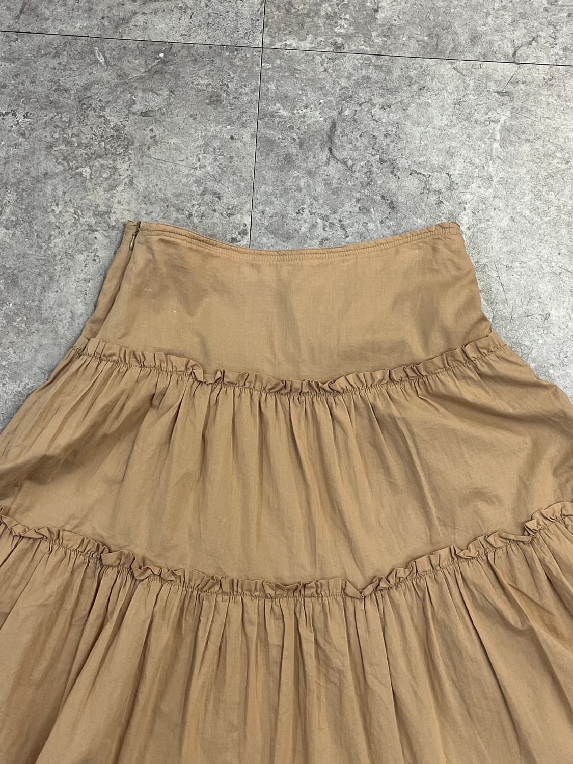 빈티지 프릴 자수 롱 스커트 브라운 M #csz4069  상품이미지7