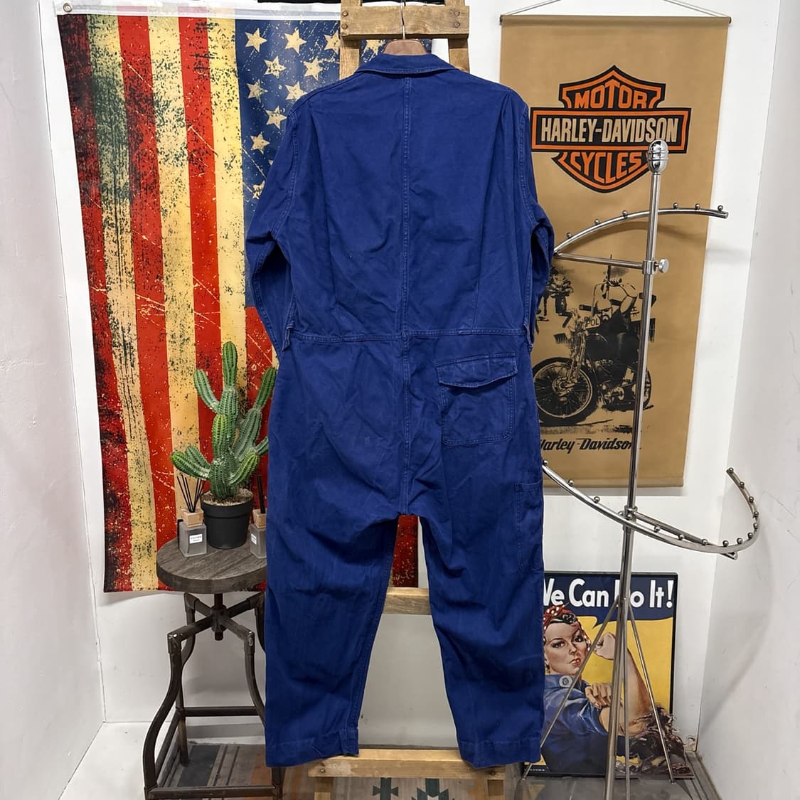 90s 프렌치 워크웨어 커버올 코튼트윌 점프수트 잉크블루 N953 상품이미지2