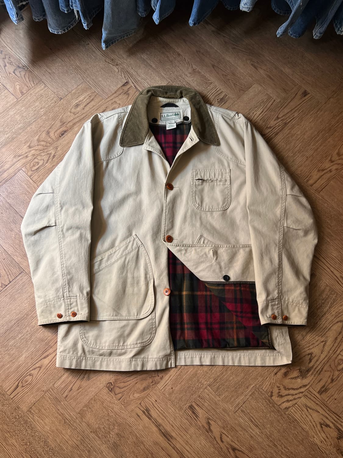 [L]L.L.Bean USA 엘엘빈 타탄체크 라이닝 아이보리 헌팅 자켓 상품이미지1