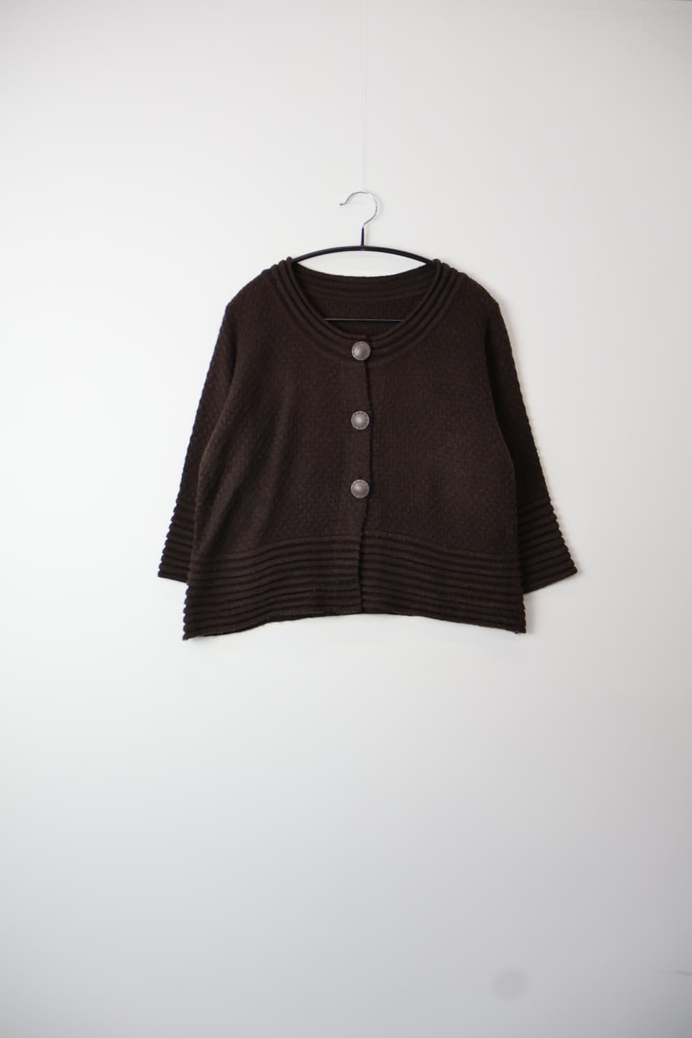 Jpn Dark Brown Textured Knit Cardigan  상품이미지3