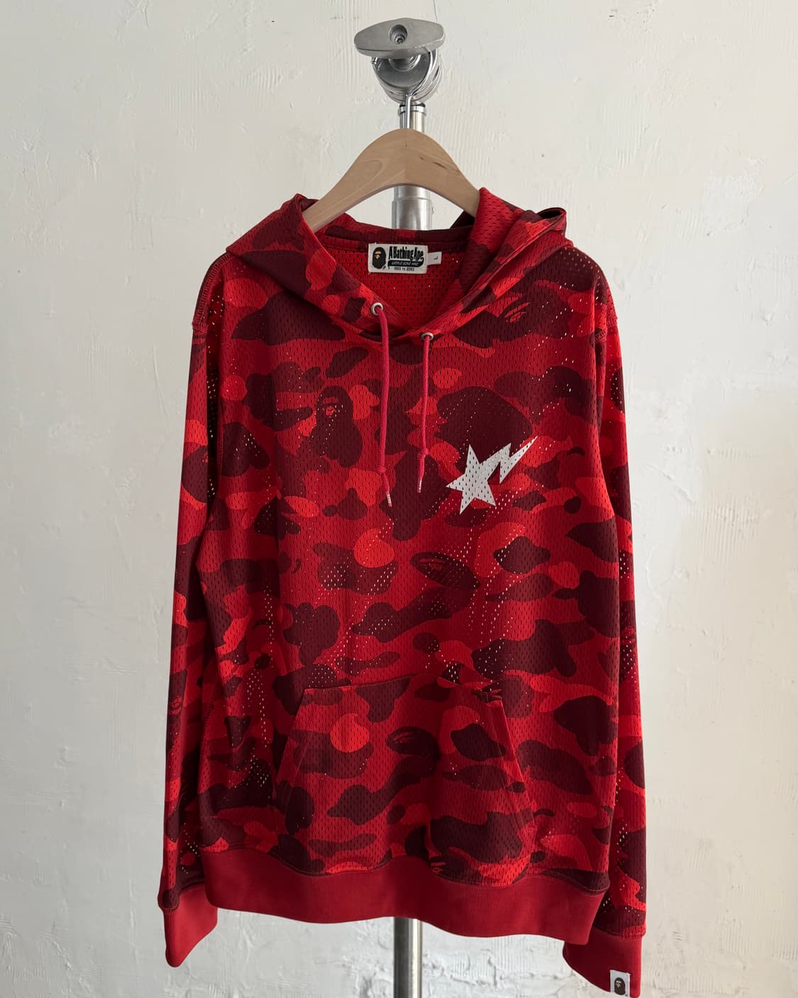Bape 베이프 레드 카모 메쉬 후드티 상품이미지4