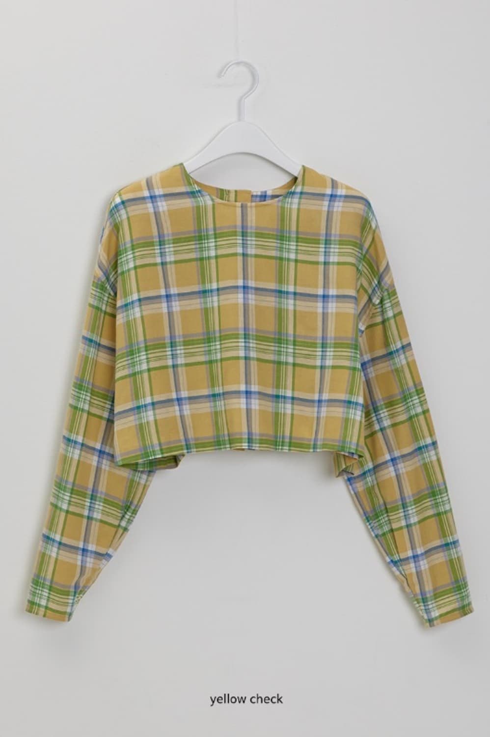 오버듀플레어 옐로우체크 투피스 블라우스스커트 상품이미지4