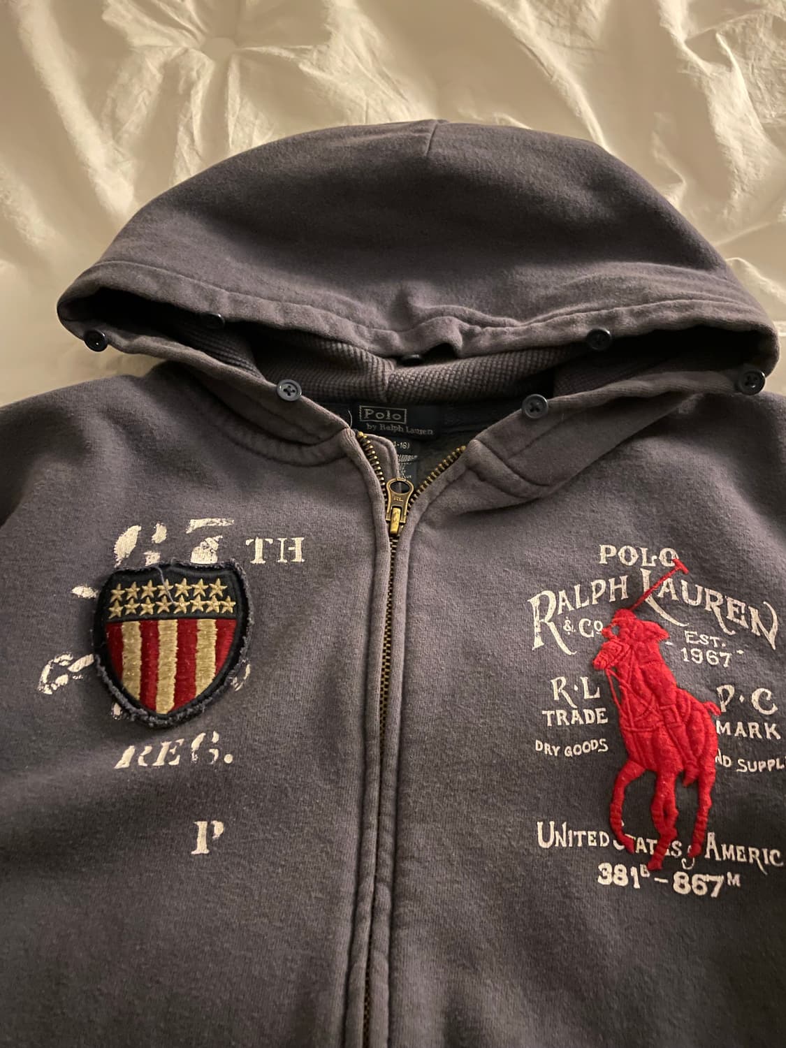 폴로 랄프로렌 빅포니 성조기 울프죠 후드집업 상품이미지4