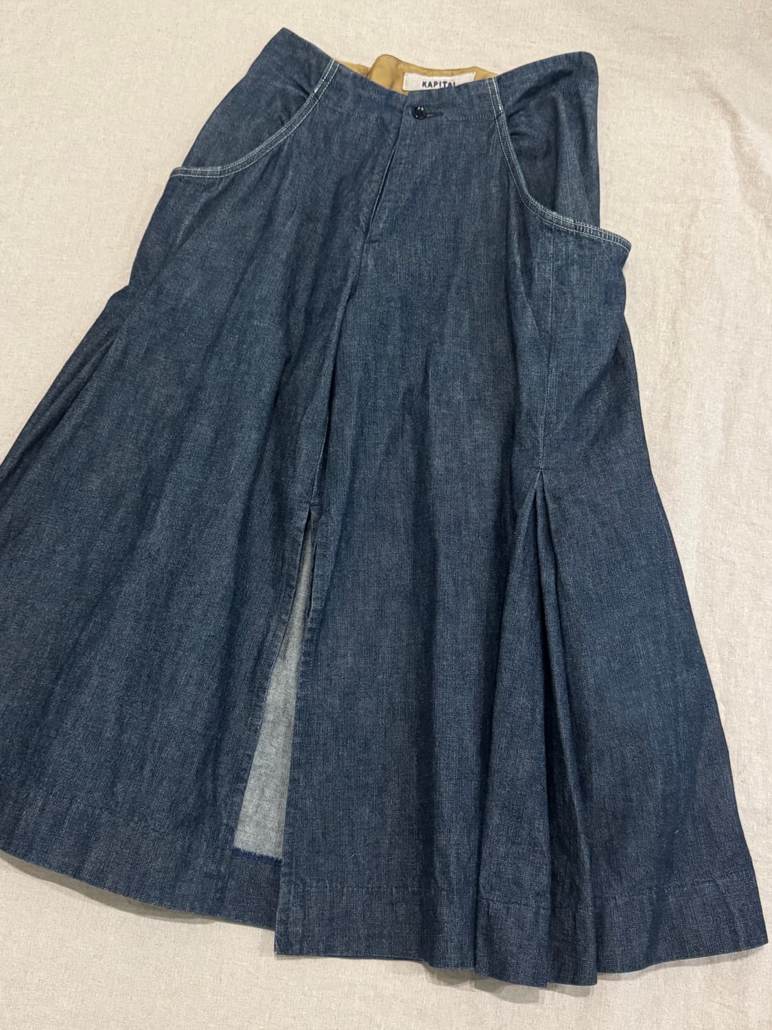 캐피탈 인디고 데님 플리츠 와이드 팬츠 상품이미지4