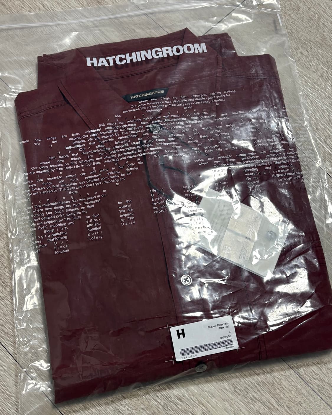 [3(M)]해칭룸 섀도우 스트라이프 셔츠 다크 레드 상품이미지4